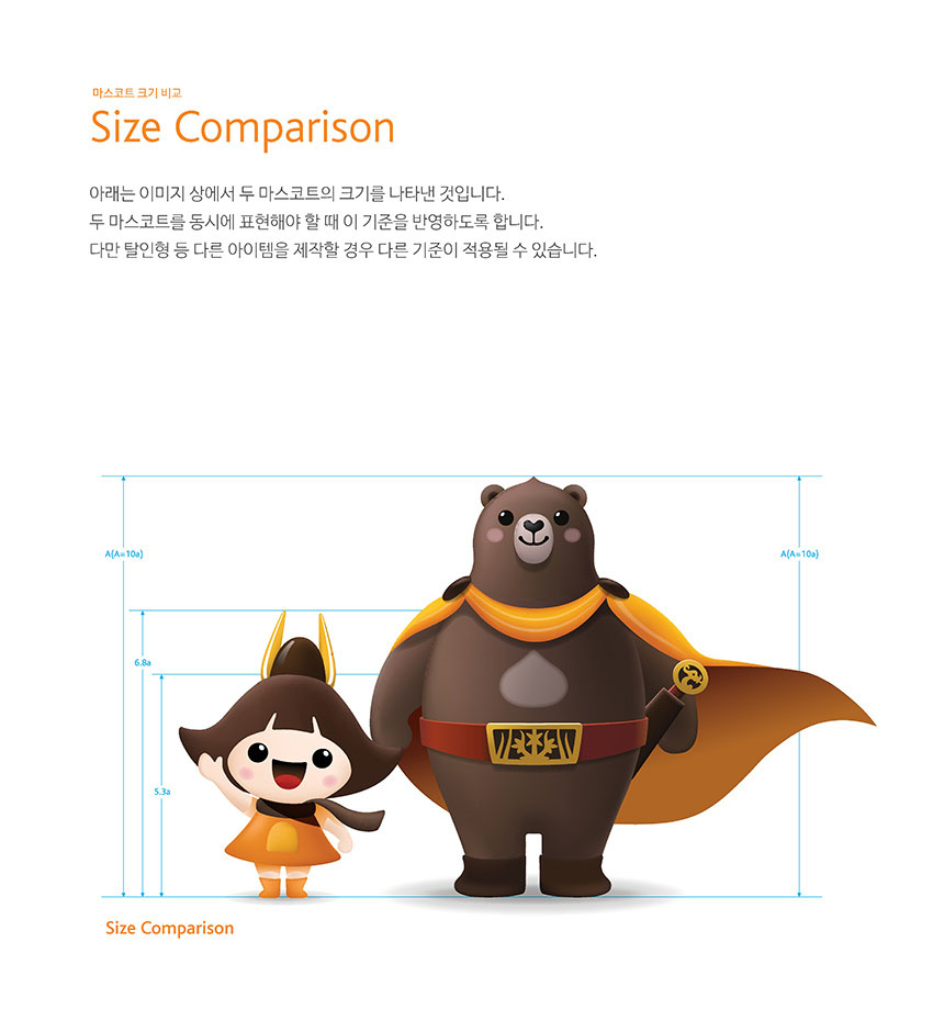 마스코트 크기 비교 Size Comparison 이미지, 자세한 내용은 하단을 참고해주세요.