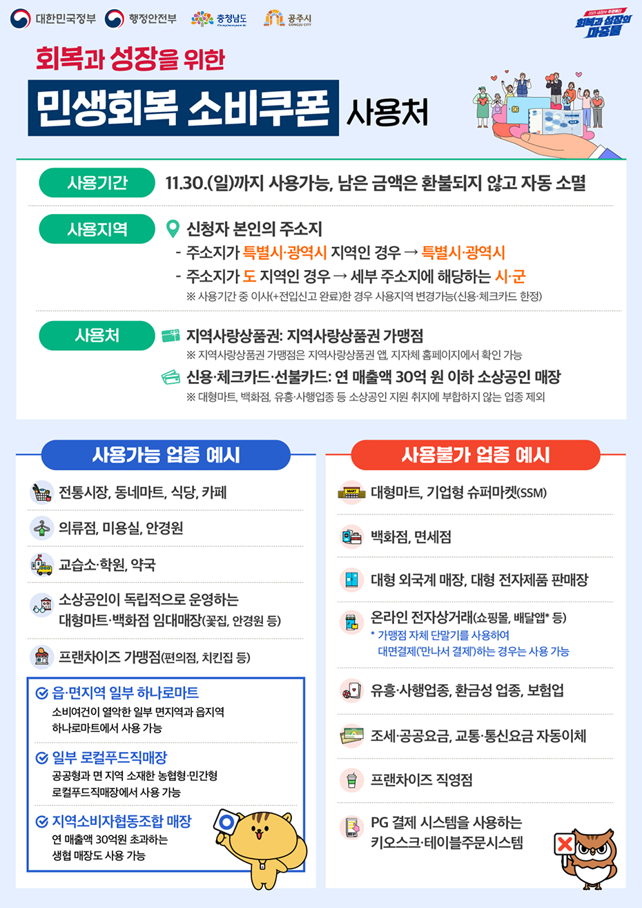 민생회복 소비쿠폰 사용처의 관한 이미지로 자세한 내용을 하단을 참고