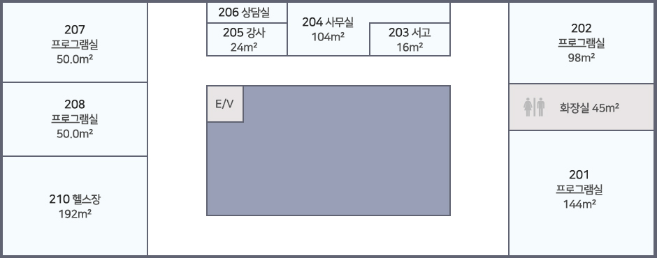 2층 안내도 이미지로 자세한 내용은 하단을 참고해주세요